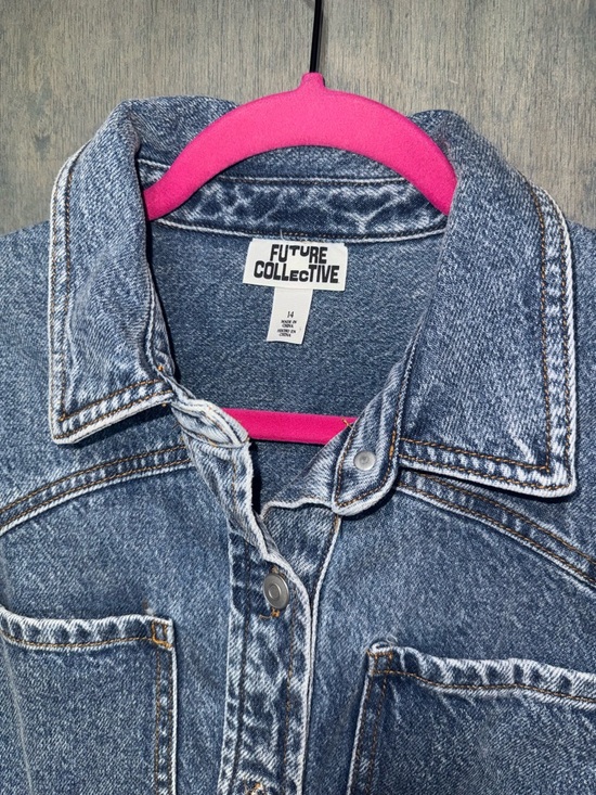 Future Collective Long Sleeve Denim Midi Dress Women’s Size 14 - Picture 5 of 8